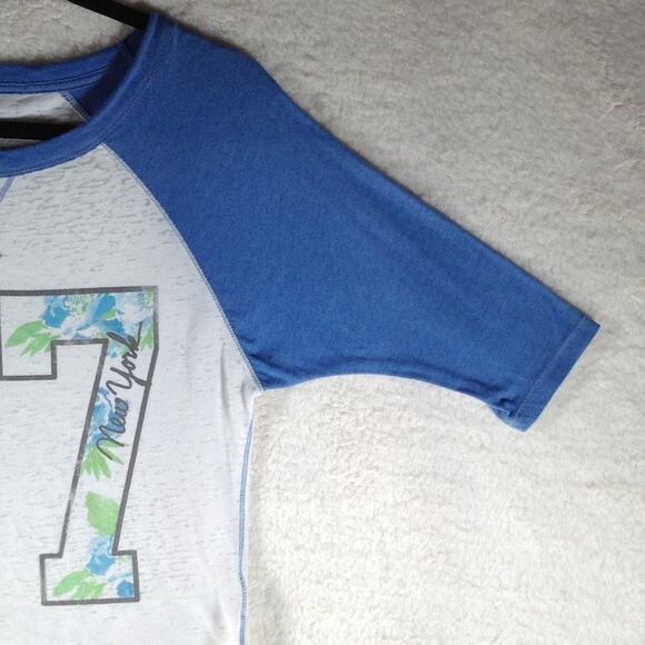 Aeropostale Baseball Tee XSmall Women Shirt 87 Blue - Picture 7 of 10